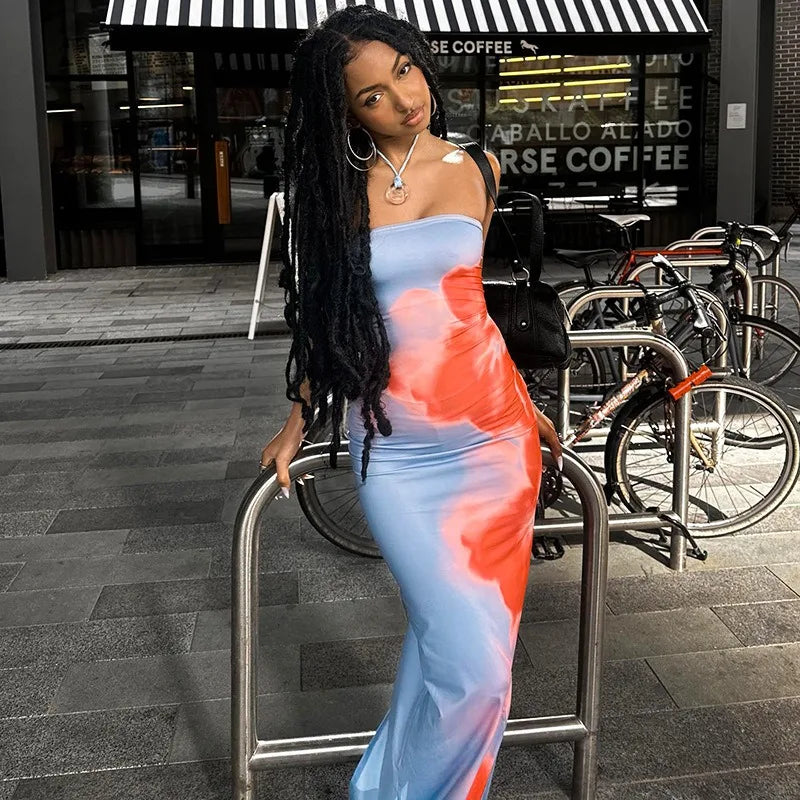 Streetwear Fashion Print Casual Slim Dress