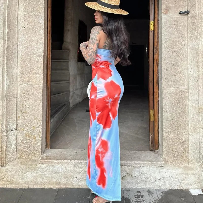 Streetwear Fashion Print Casual Slim Dress