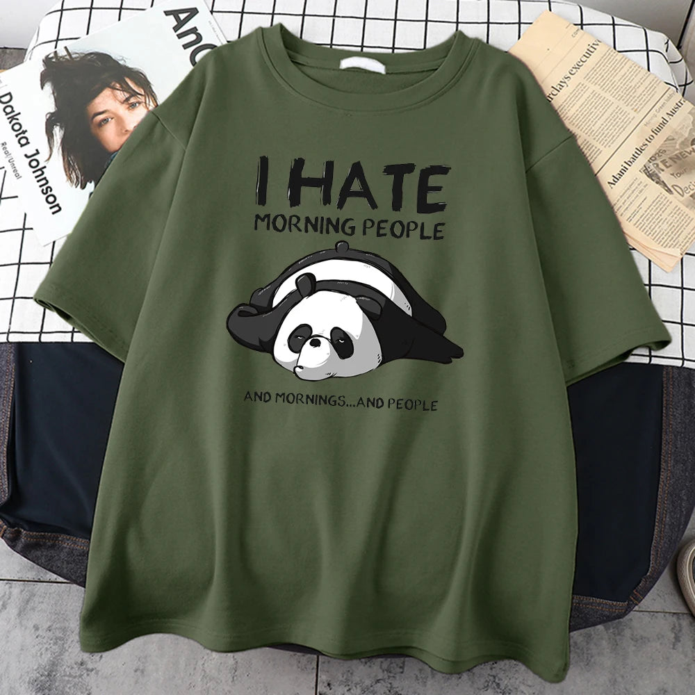Lazy Panda I Hate Morning People Cartoons Short Sleeve