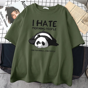 Lazy Panda I Hate Morning People Cartoons Short Sleeve
