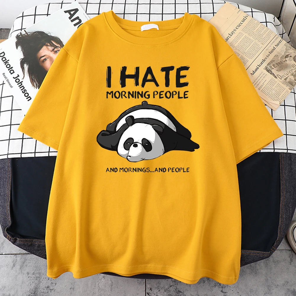 Lazy Panda I Hate Morning People Cartoons Short Sleeve
