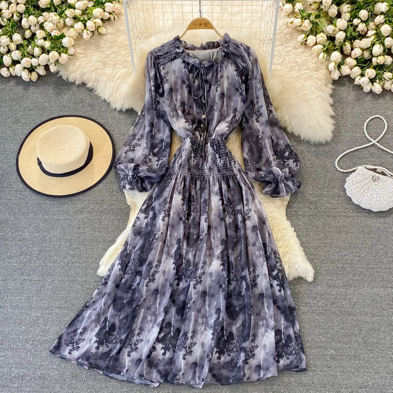 Autumn Women Printed Long Dress