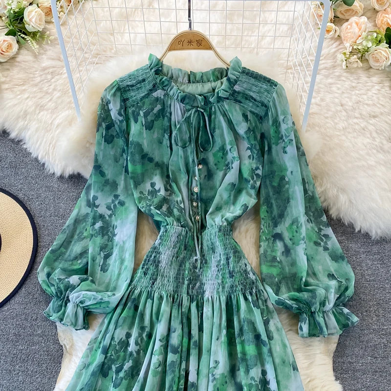Autumn Women Printed Long Dress