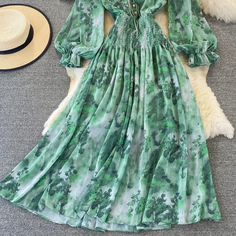 Autumn Women Printed Long Dress
