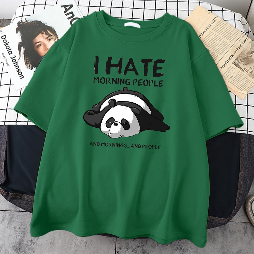 Lazy Panda I Hate Morning People Cartoons Short Sleeve