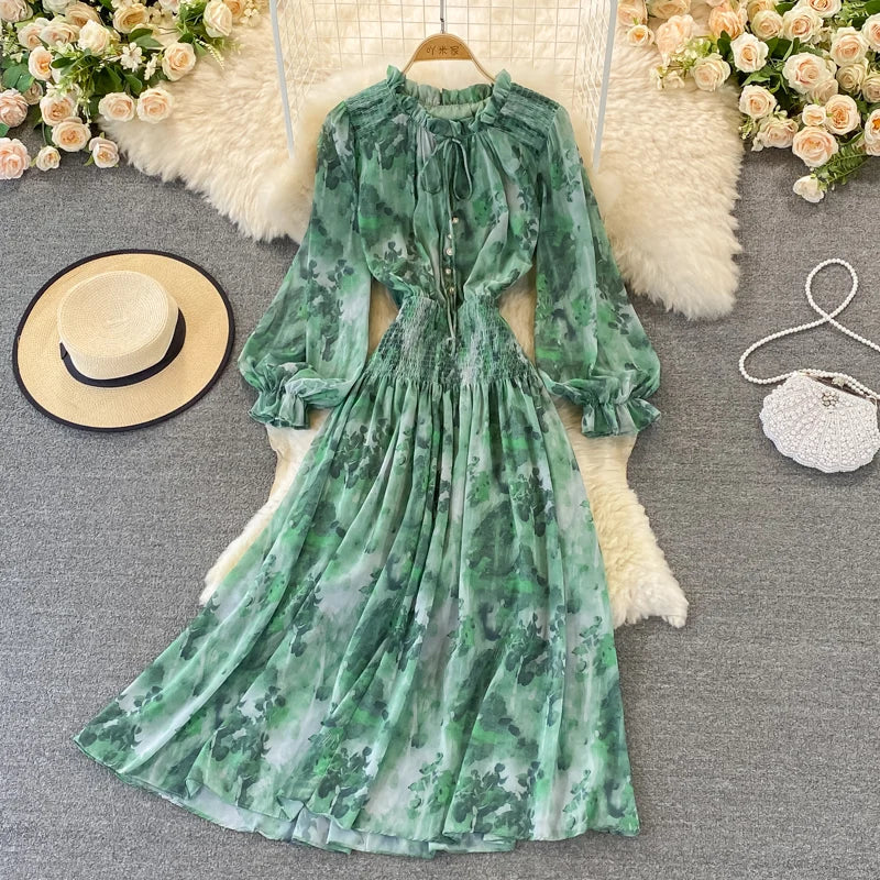 Autumn Women Printed Long Dress
