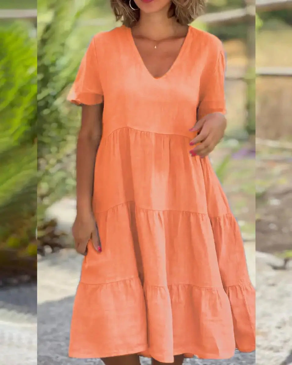 Women V Neck Short Sleeve