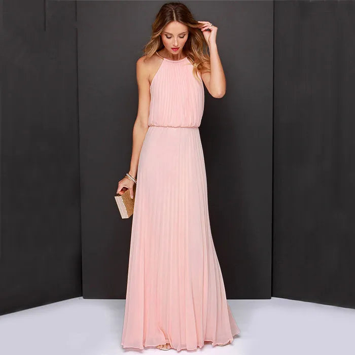 Women's hollow backless pleated skirt