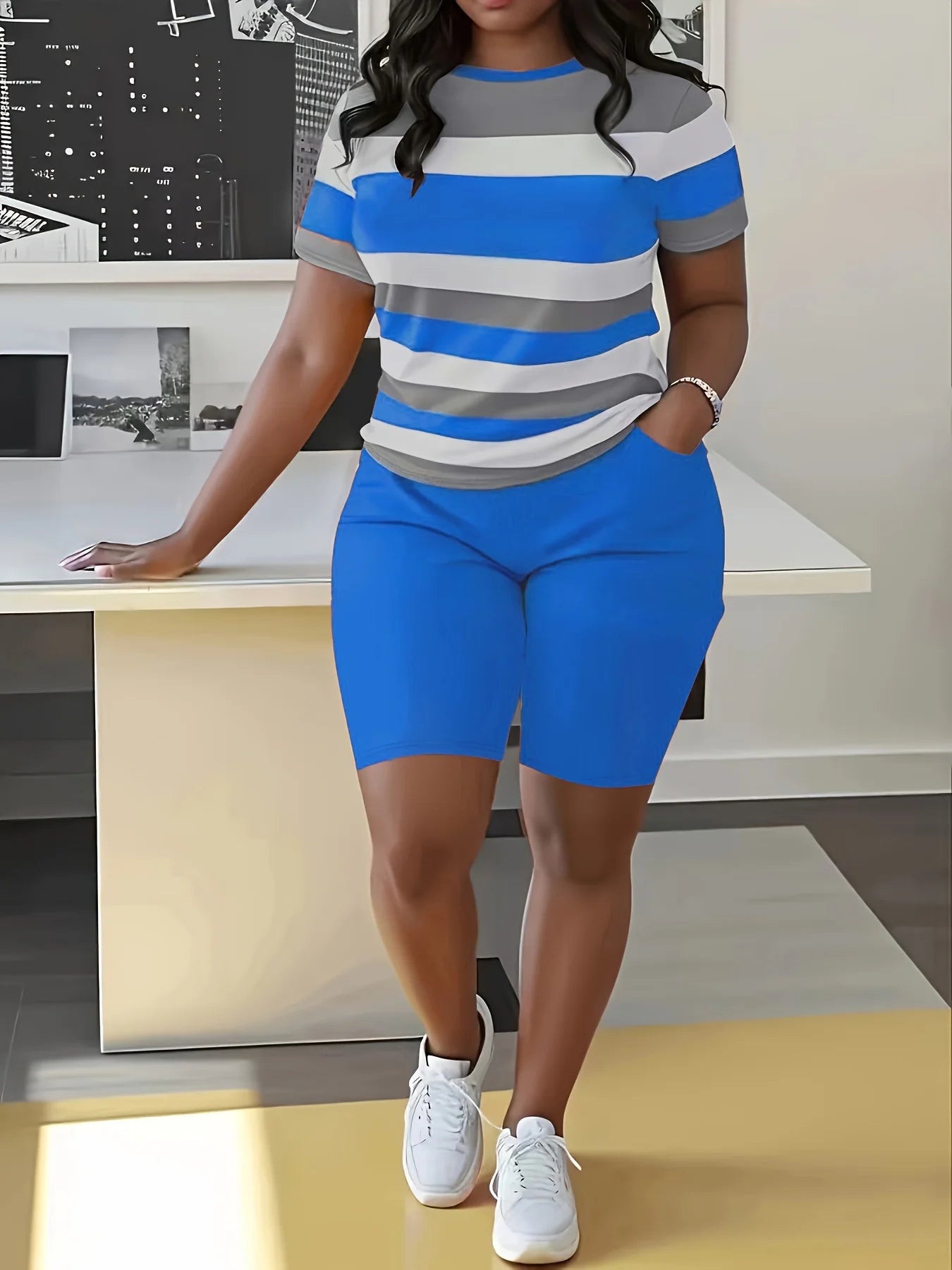 Trendy Plus Size Women's Two Piece Set