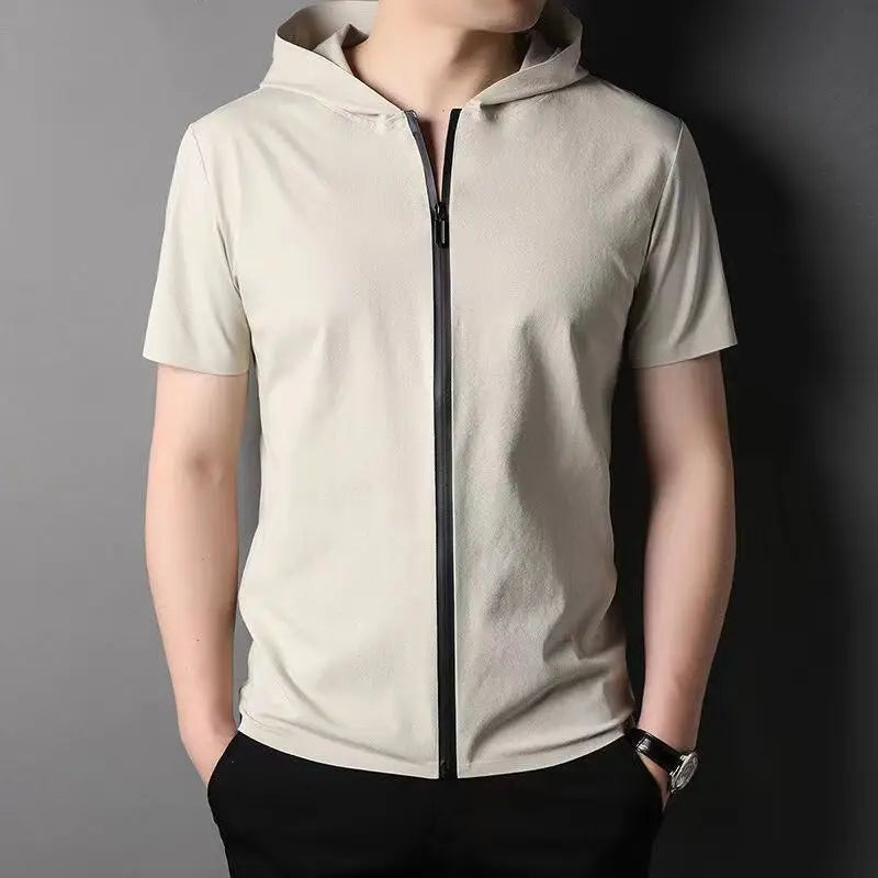 Men Summer Trend Stand Collar Zipper