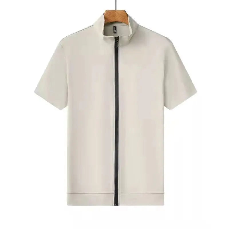 Men Summer Trend Stand Collar Zipper