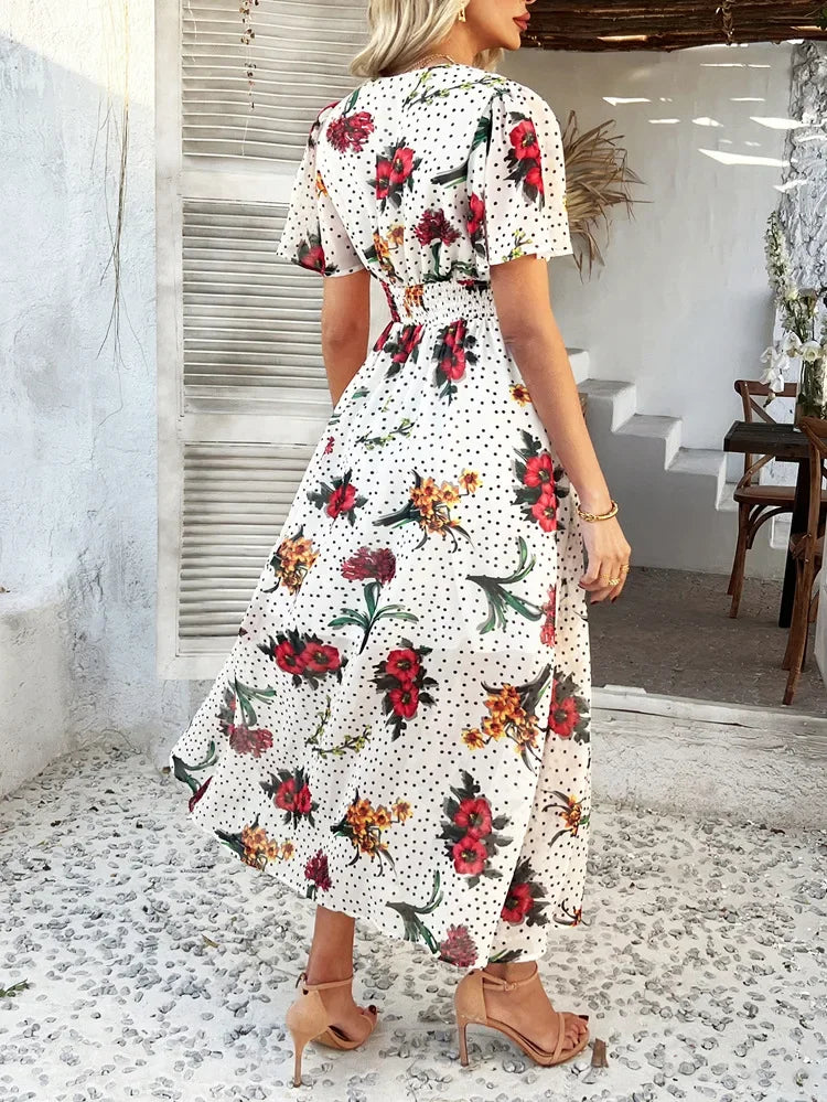 Short Sleeve Maxi Dress Long Skirt