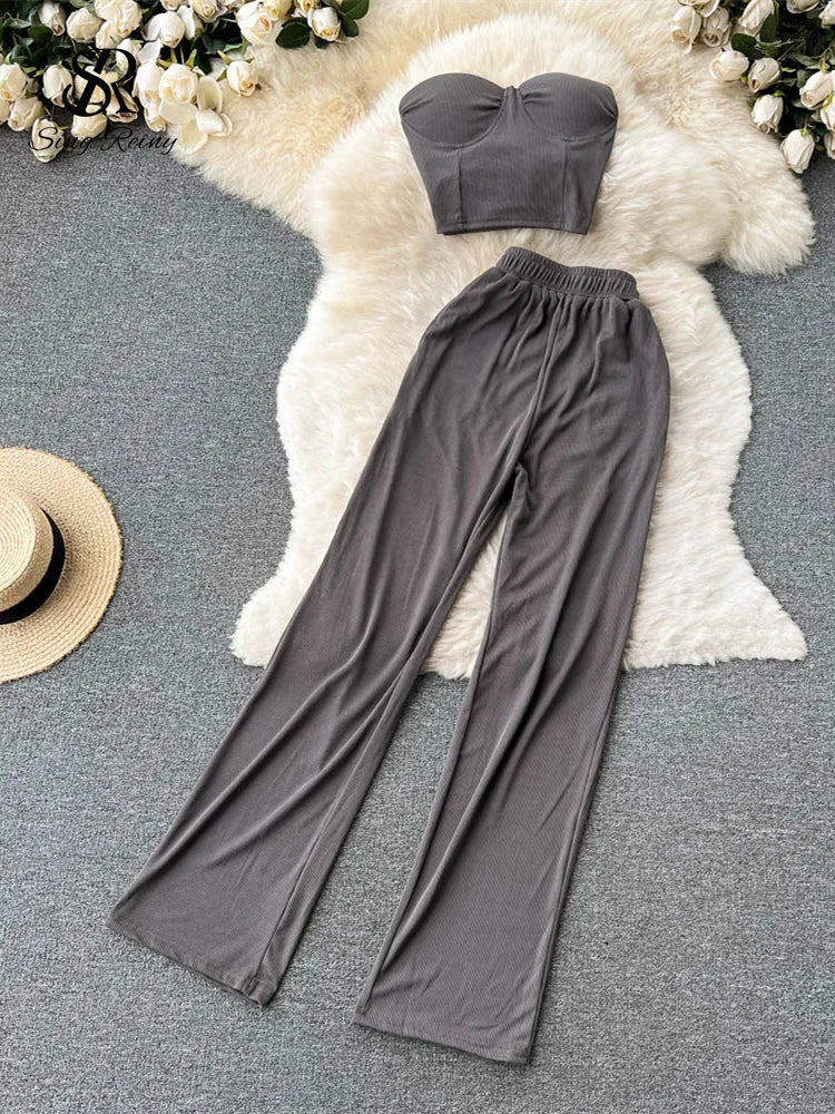 Women Solid Sexy Two Pieces Sets