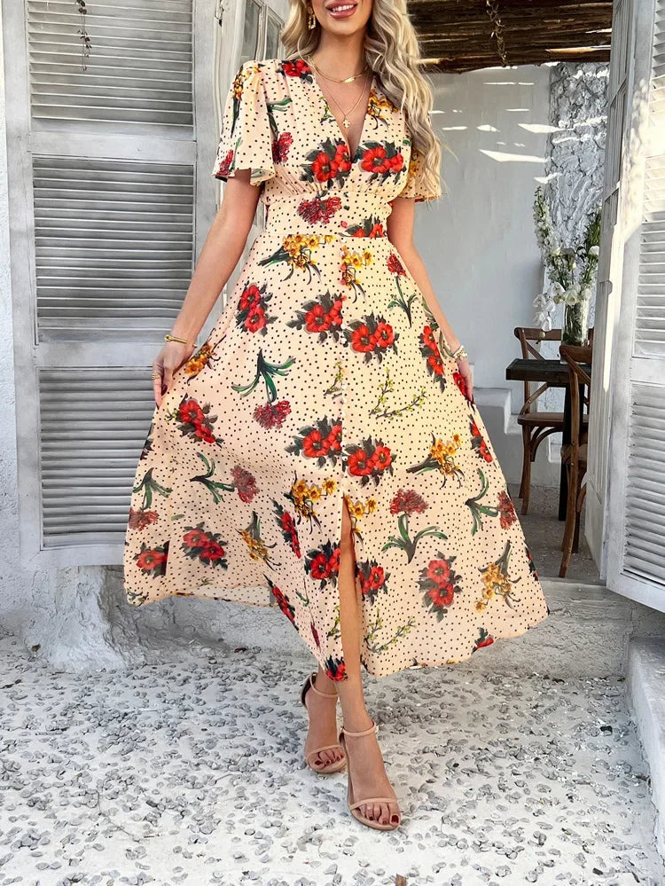 Short Sleeve Maxi Dress Long Skirt
