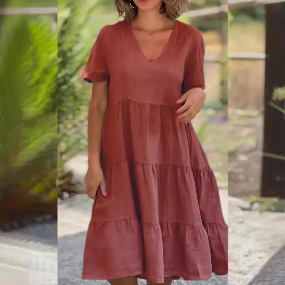 Women V Neck Short Sleeve