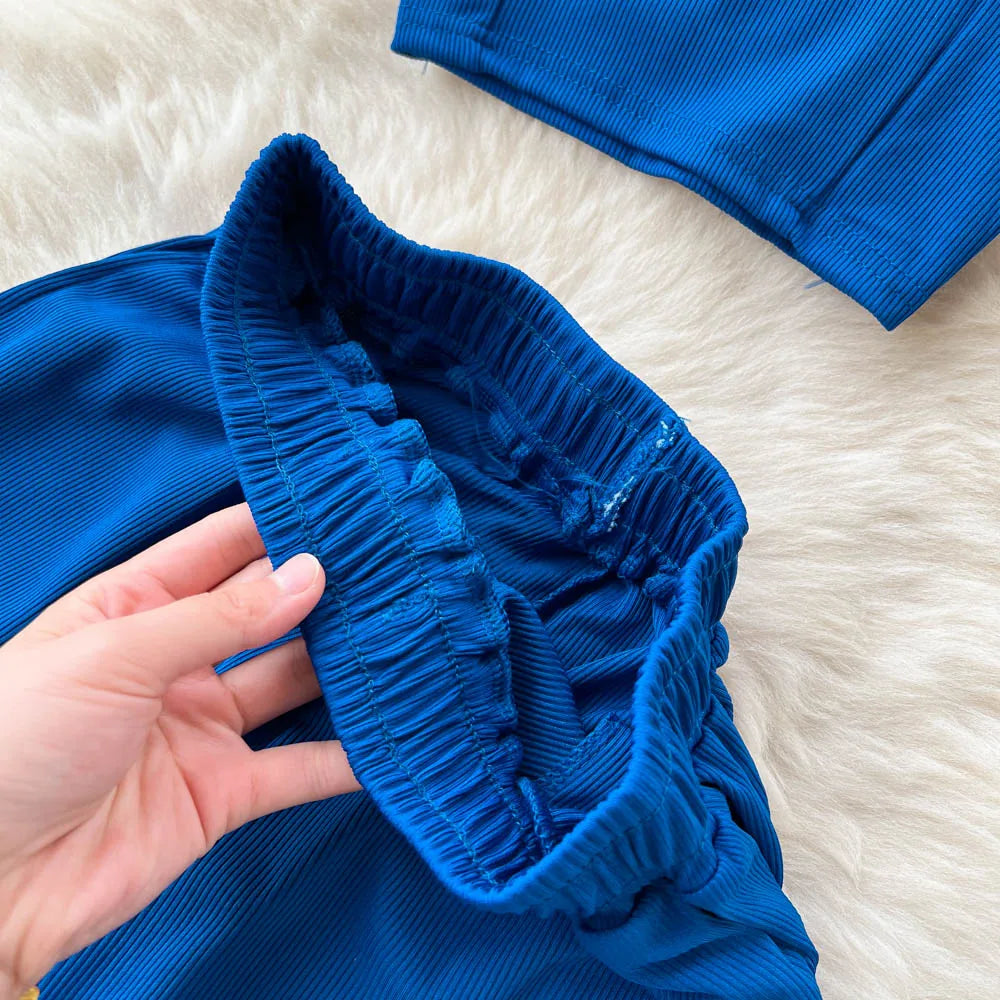 Women Solid Sexy Two Pieces Sets