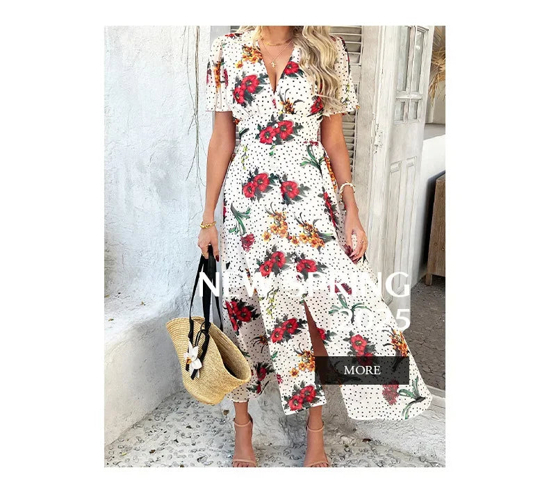 Short Sleeve Maxi Dress Long Skirt