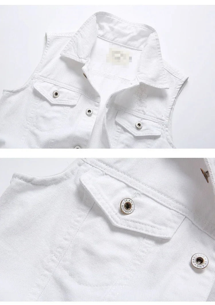 Summer Mens Ripped Denim Vest
