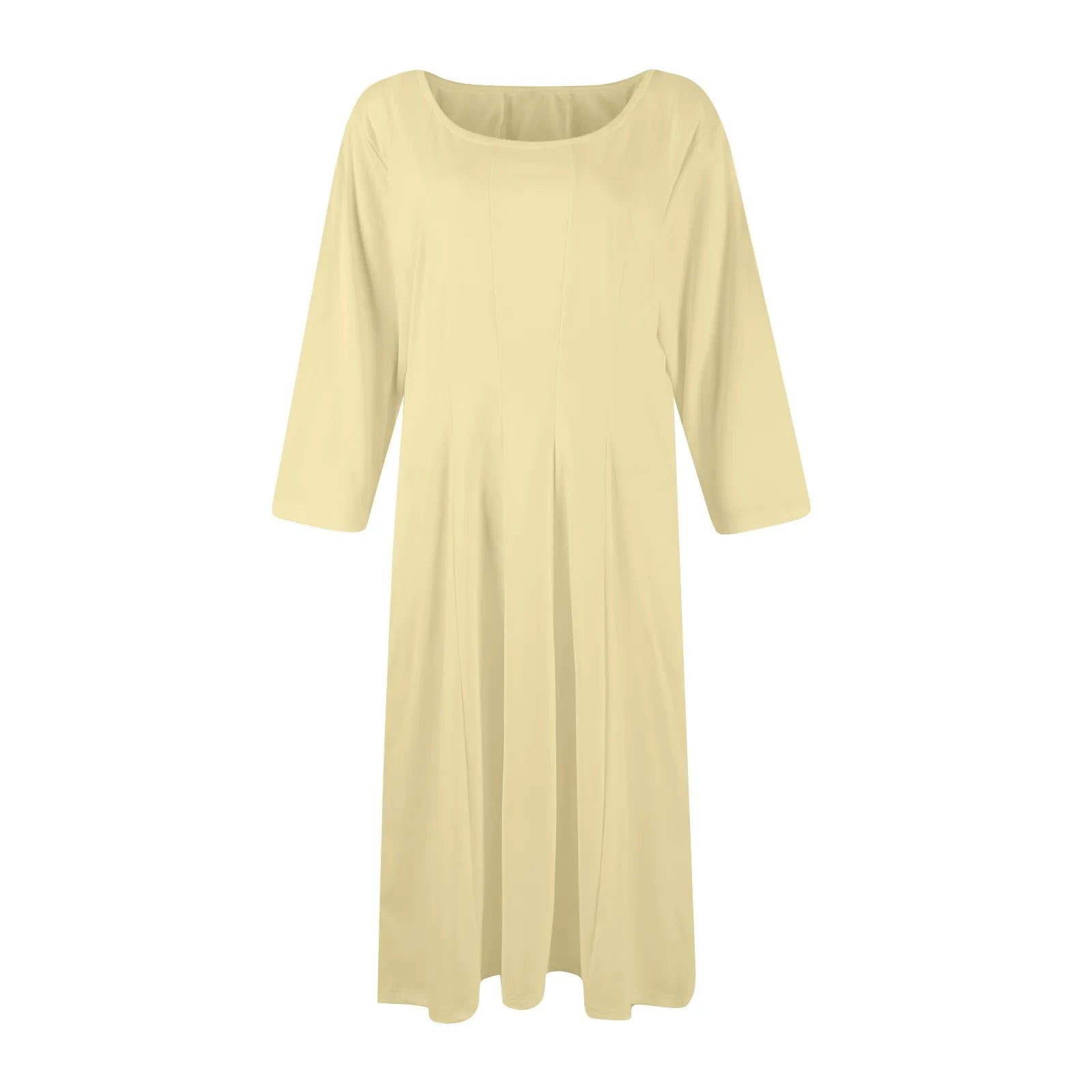 Three Quarter Sleeve Solid Color Dress