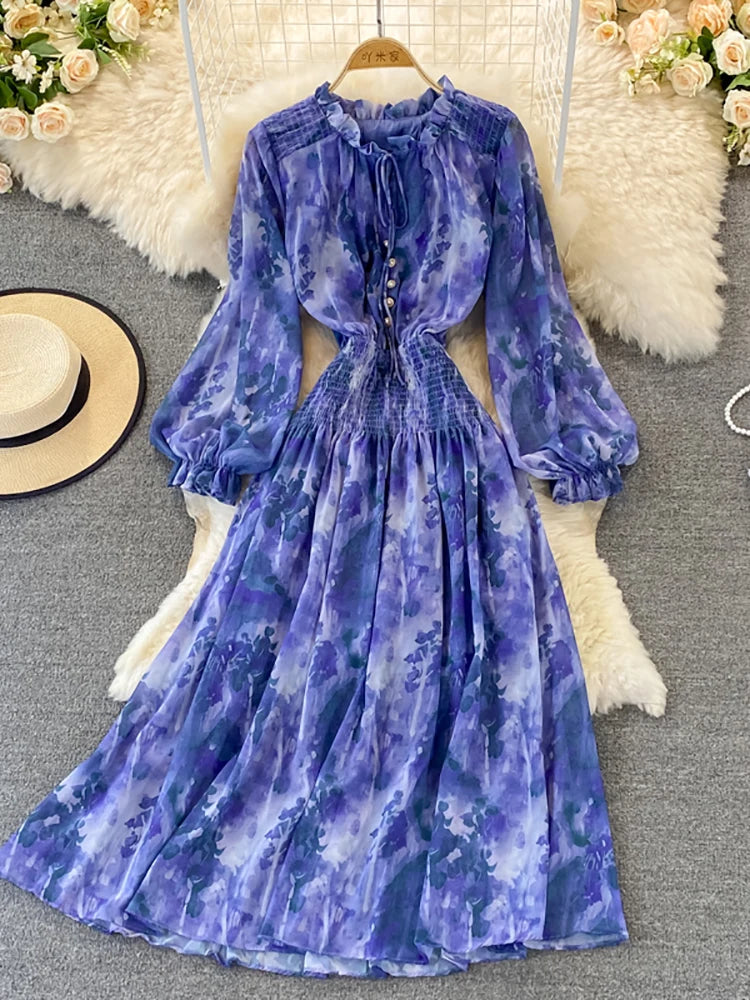 Autumn Women Printed Long Dress