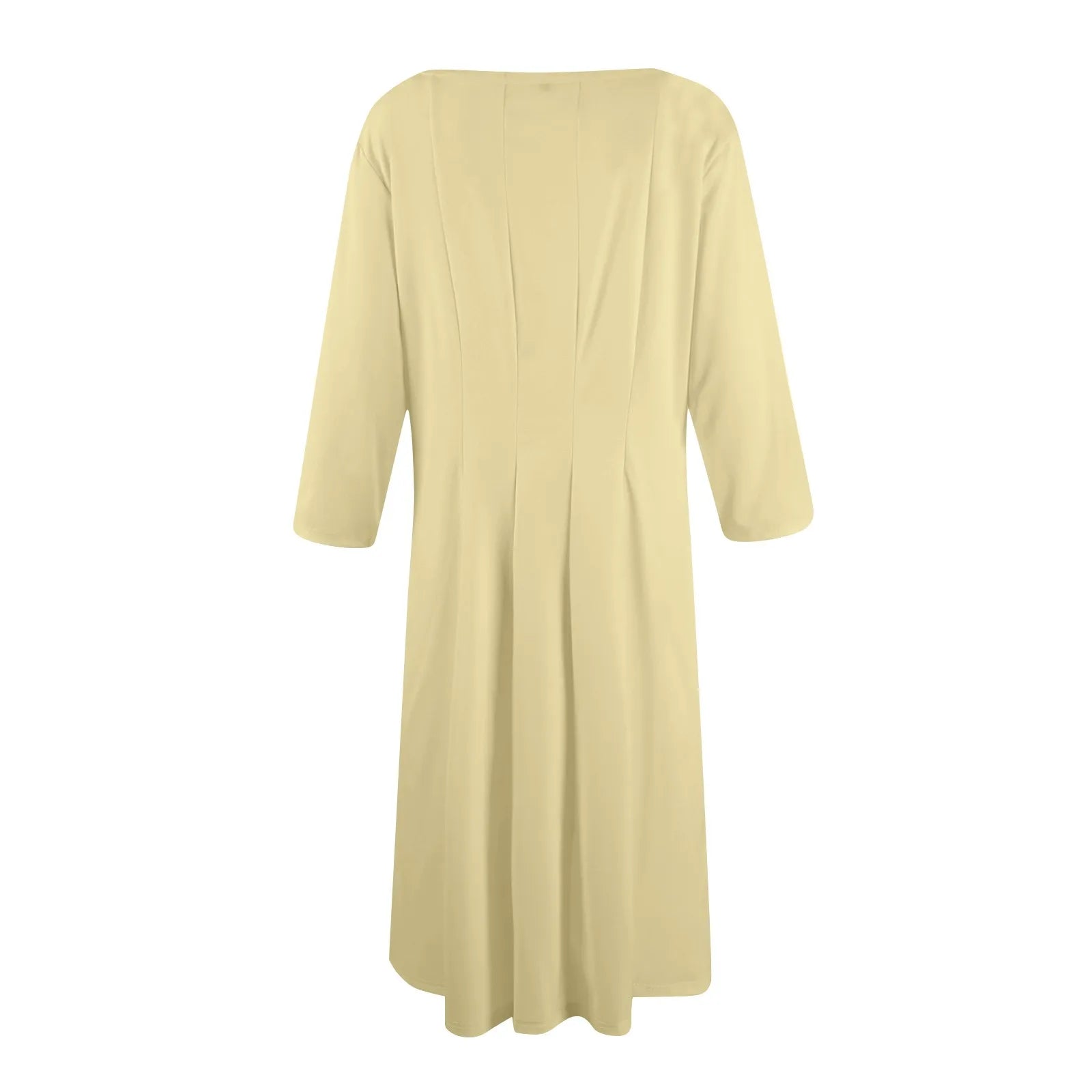 Three Quarter Sleeve Solid Color Dress