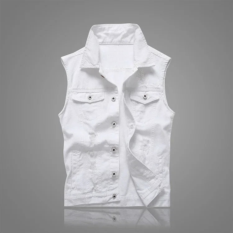 Summer Mens Ripped Denim Vest