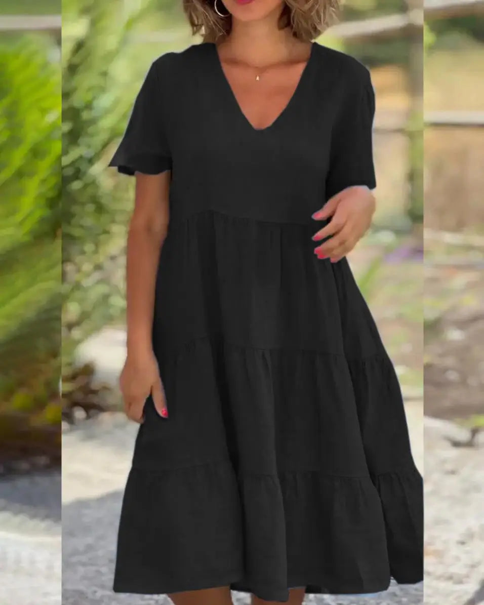 Women V Neck Short Sleeve