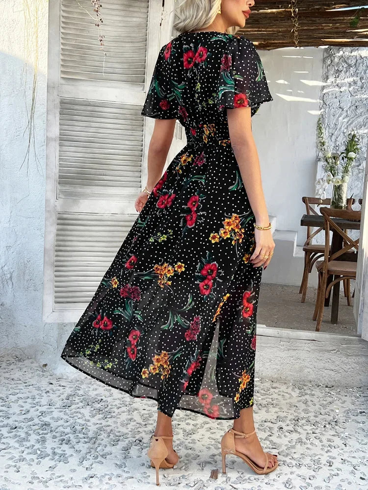 Short Sleeve Maxi Dress Long Skirt