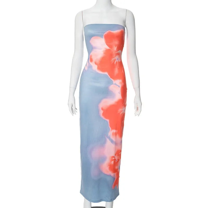 Streetwear Fashion Print Casual Slim Dress