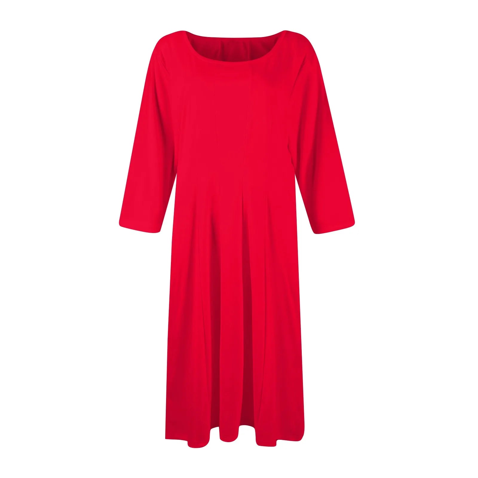 Three Quarter Sleeve Solid Color Dress