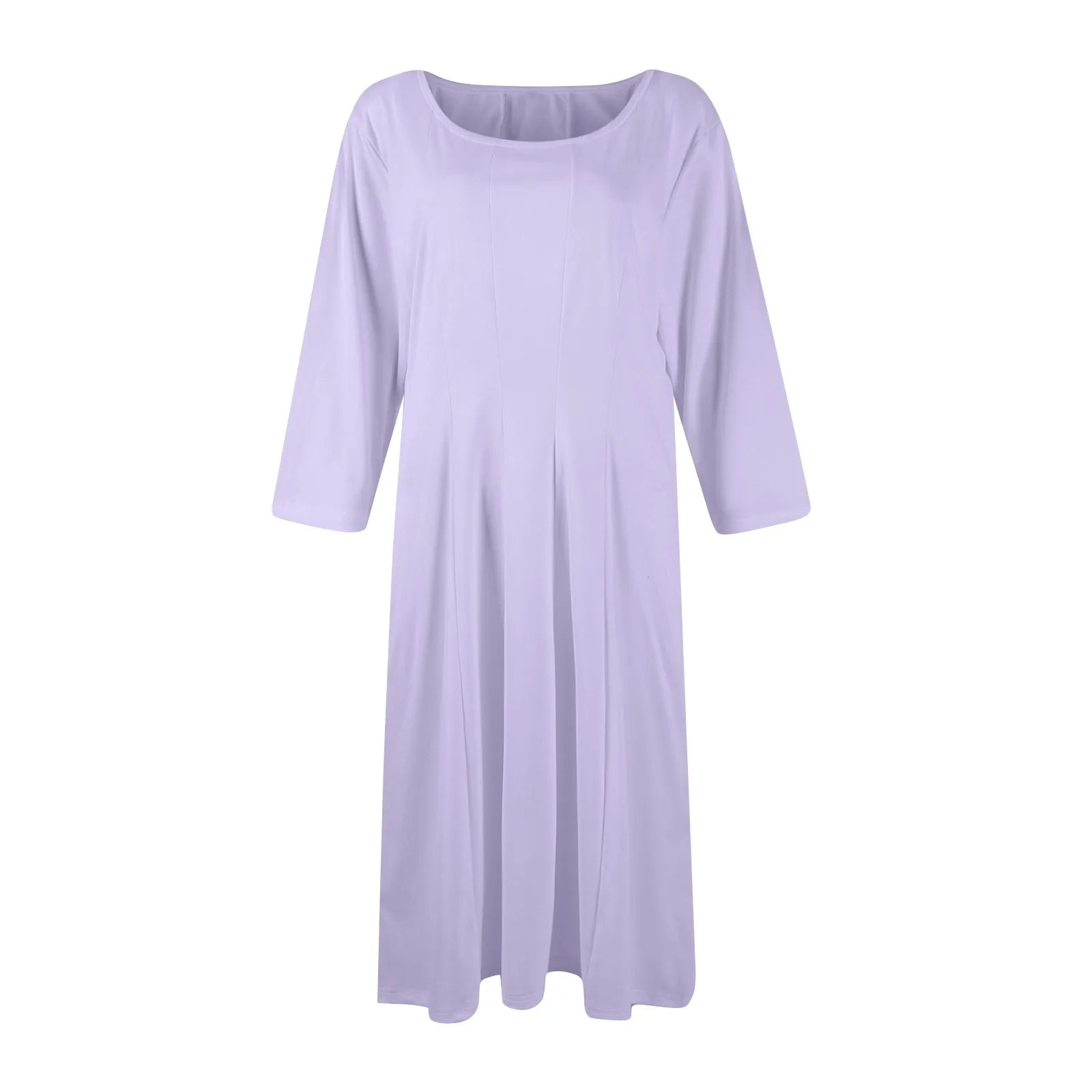 Three Quarter Sleeve Solid Color Dress