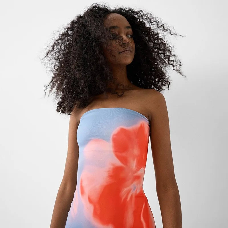 Streetwear Fashion Print Casual Slim Dress