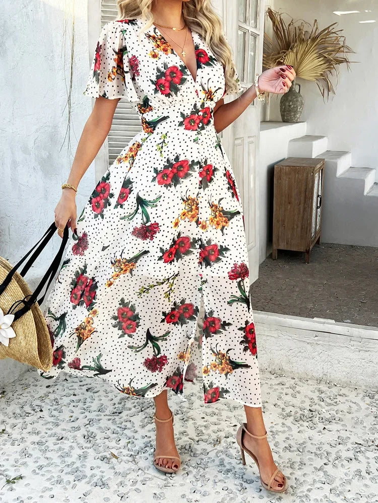 Short Sleeve Maxi Dress Long Skirt
