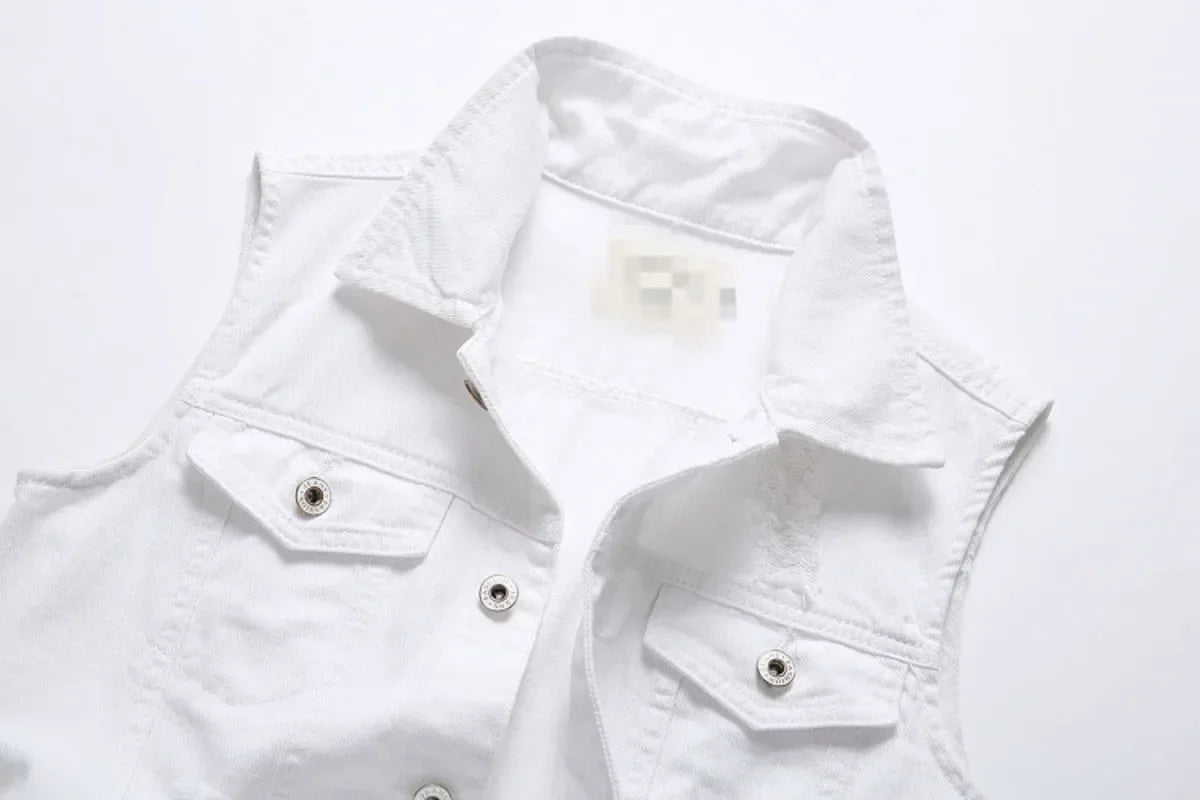 Summer Mens Ripped Denim Vest