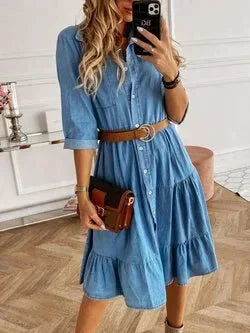 Women Solid Color Casual Dress