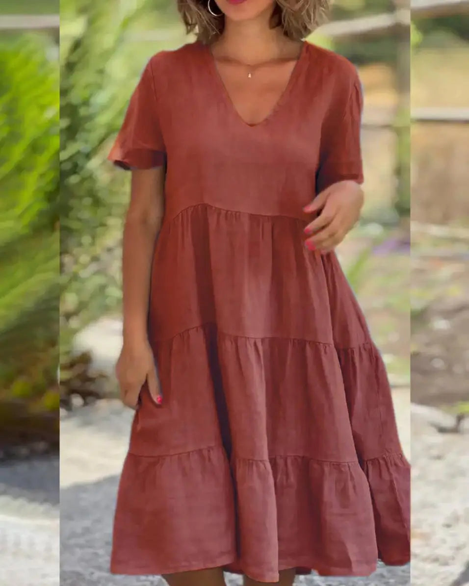 Women V Neck Short Sleeve