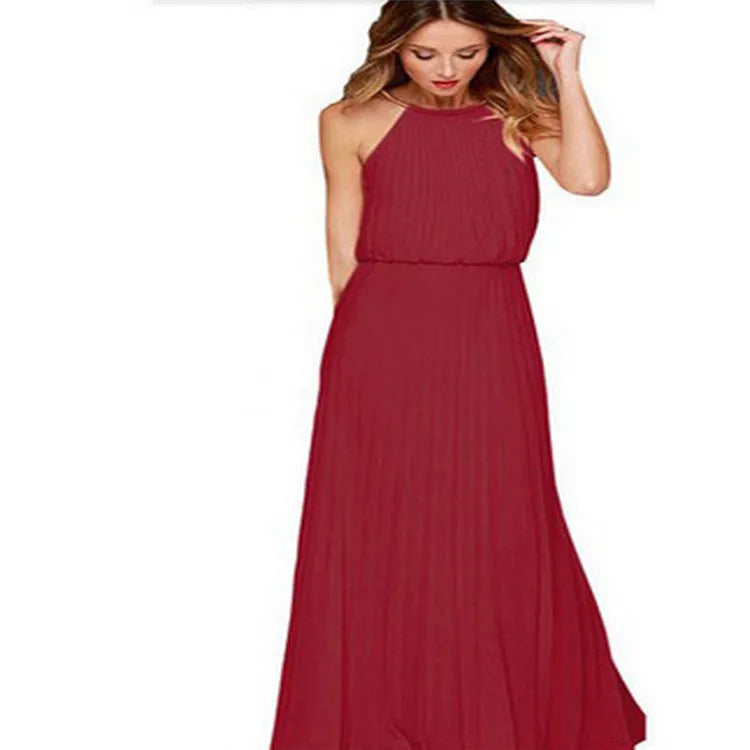 Women's hollow backless pleated skirt