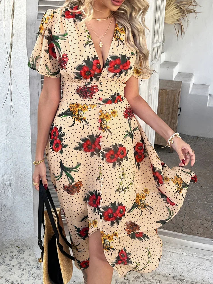 Short Sleeve Maxi Dress Long Skirt