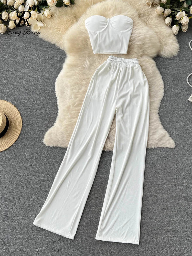 Women Solid Sexy Two Pieces Sets