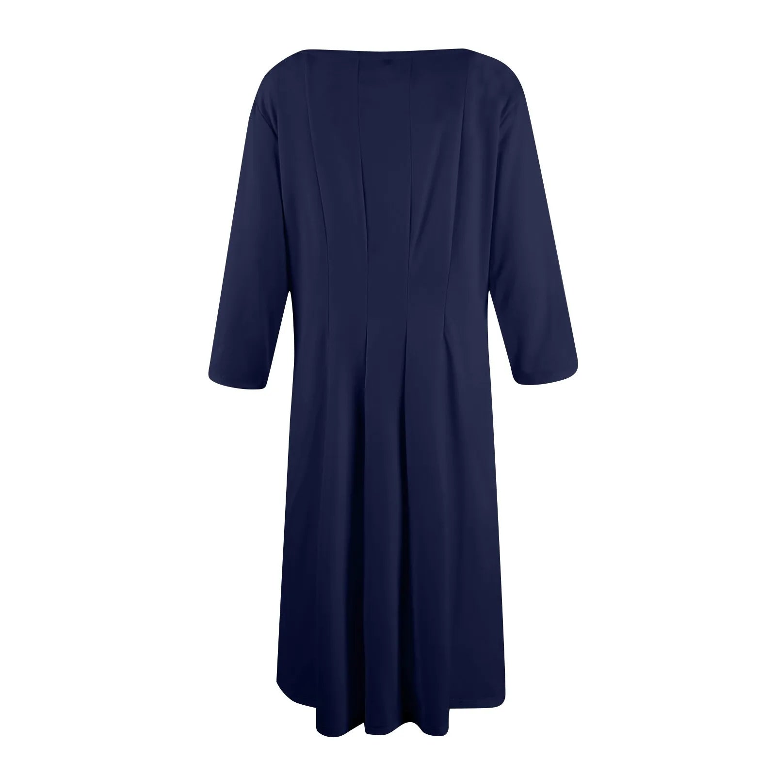 Three Quarter Sleeve Solid Color Dress