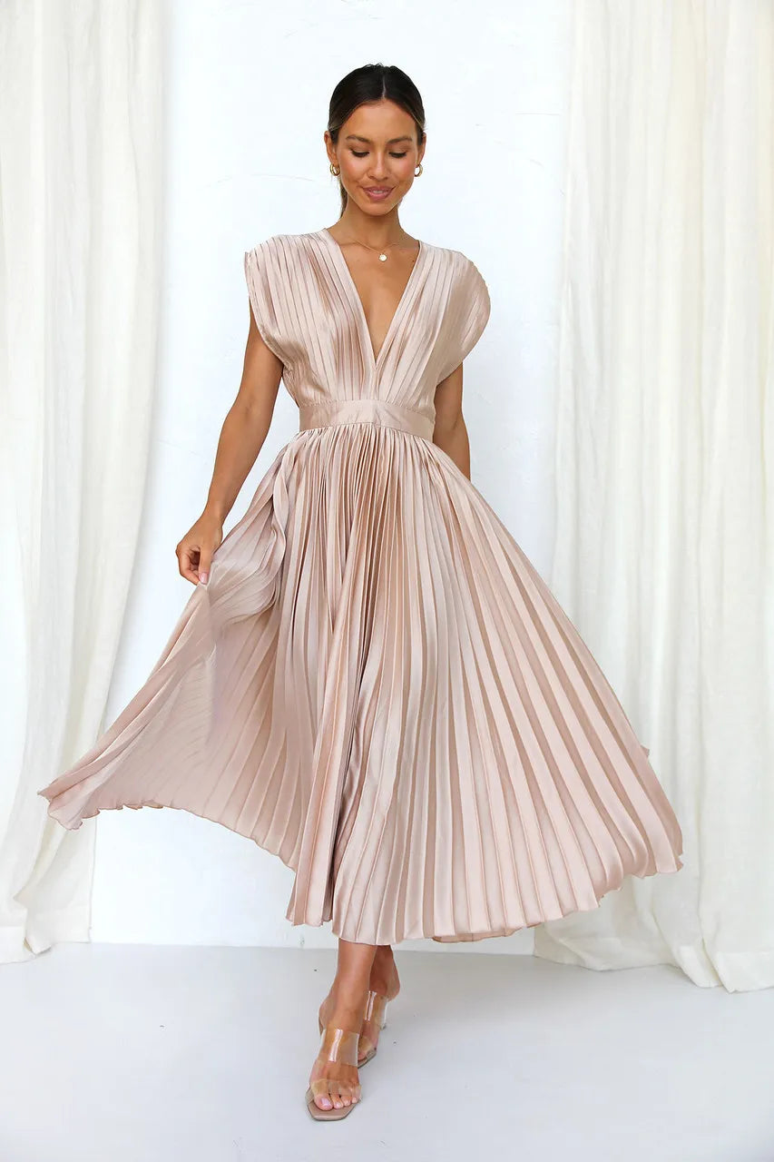 Pleated Skirt Women's Solid Color