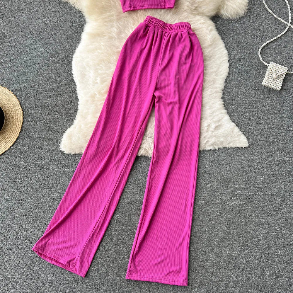 Women Solid Sexy Two Pieces Sets