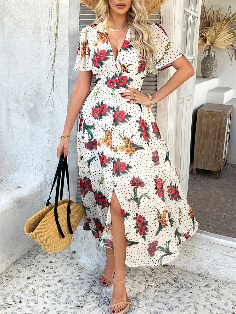 Short Sleeve Maxi Dress Long Skirt