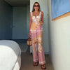 Casual Print Pants Suits