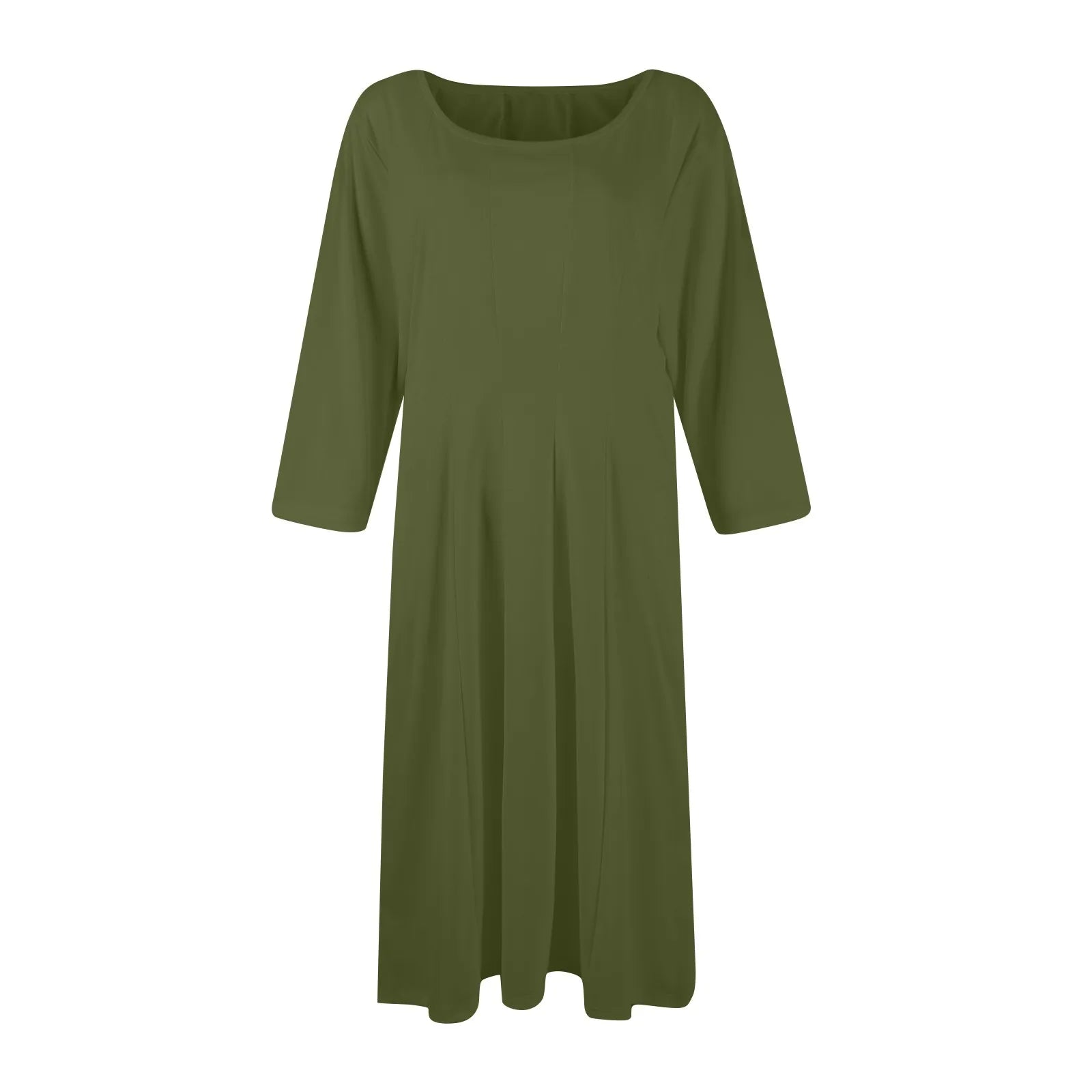 Three Quarter Sleeve Solid Color Dress