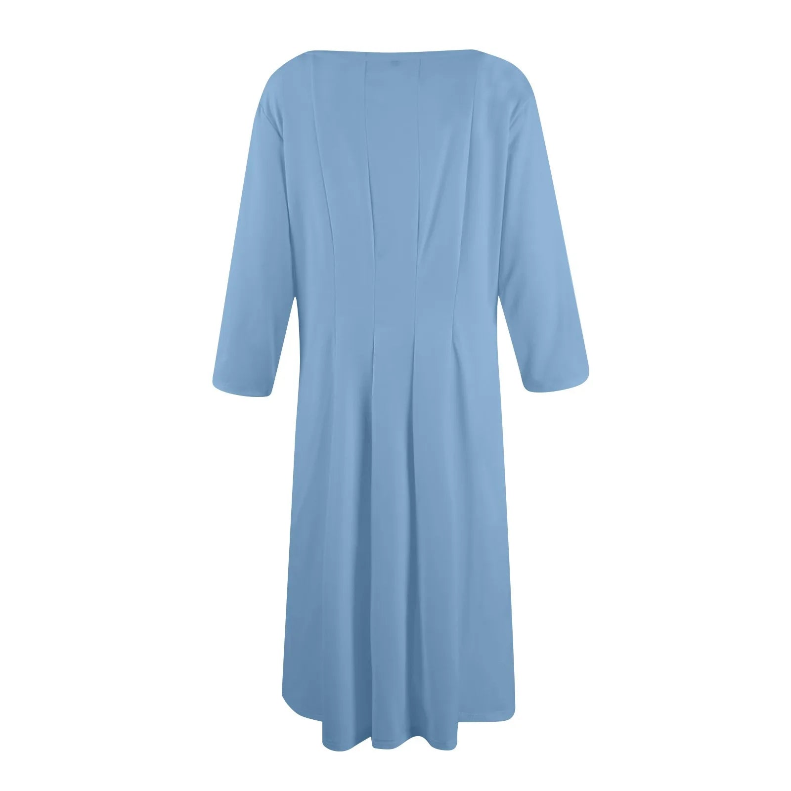 Three Quarter Sleeve Solid Color Dress