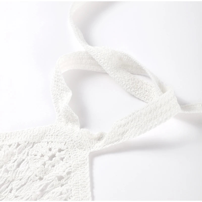 Crochet Hollow Out Halter Maxi Dress