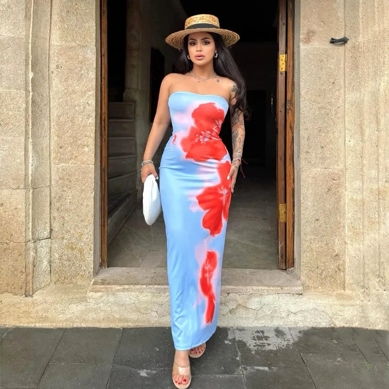Streetwear Fashion Print Casual Slim Dress