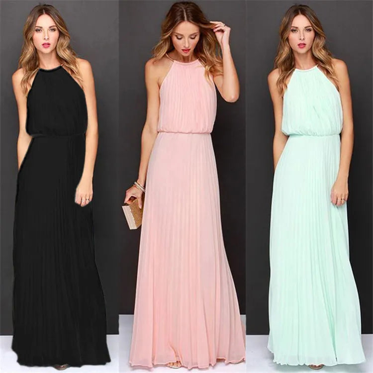 Women's hollow backless pleated skirt