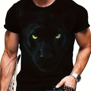 Summer men's 3D lion and tiger pattern T-shirt